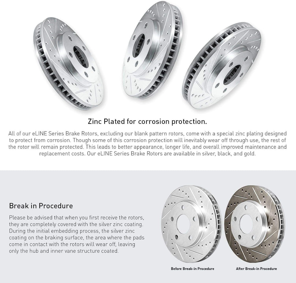 Front Rear Drilled and Slotted Brake Rotors H32221