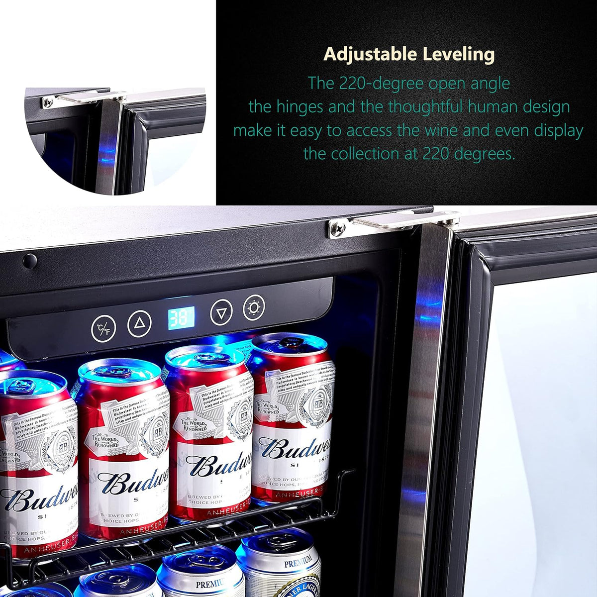 15 inch Beverage Cooler Refrigerator with Stainless Steel Door, 96 Cans Capacity P49895