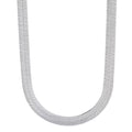 Rhodium Plated Flat Herringbone Chain Necklace, 24 inches J62349