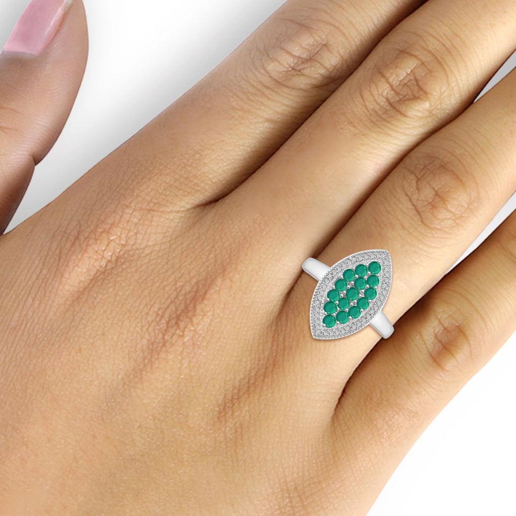 Emerald And White Diamond Accent Sterling Silver 3-Piece Jewelry Set Z399