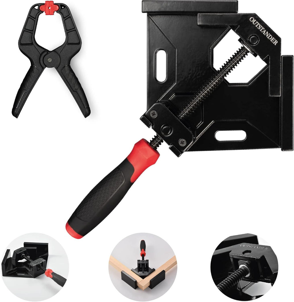 Right Angle Clamp, Single Handle 90 Degree Corner Clamps, Heavy Duty Aluminum Alloy Body, Swing Jaw O265031