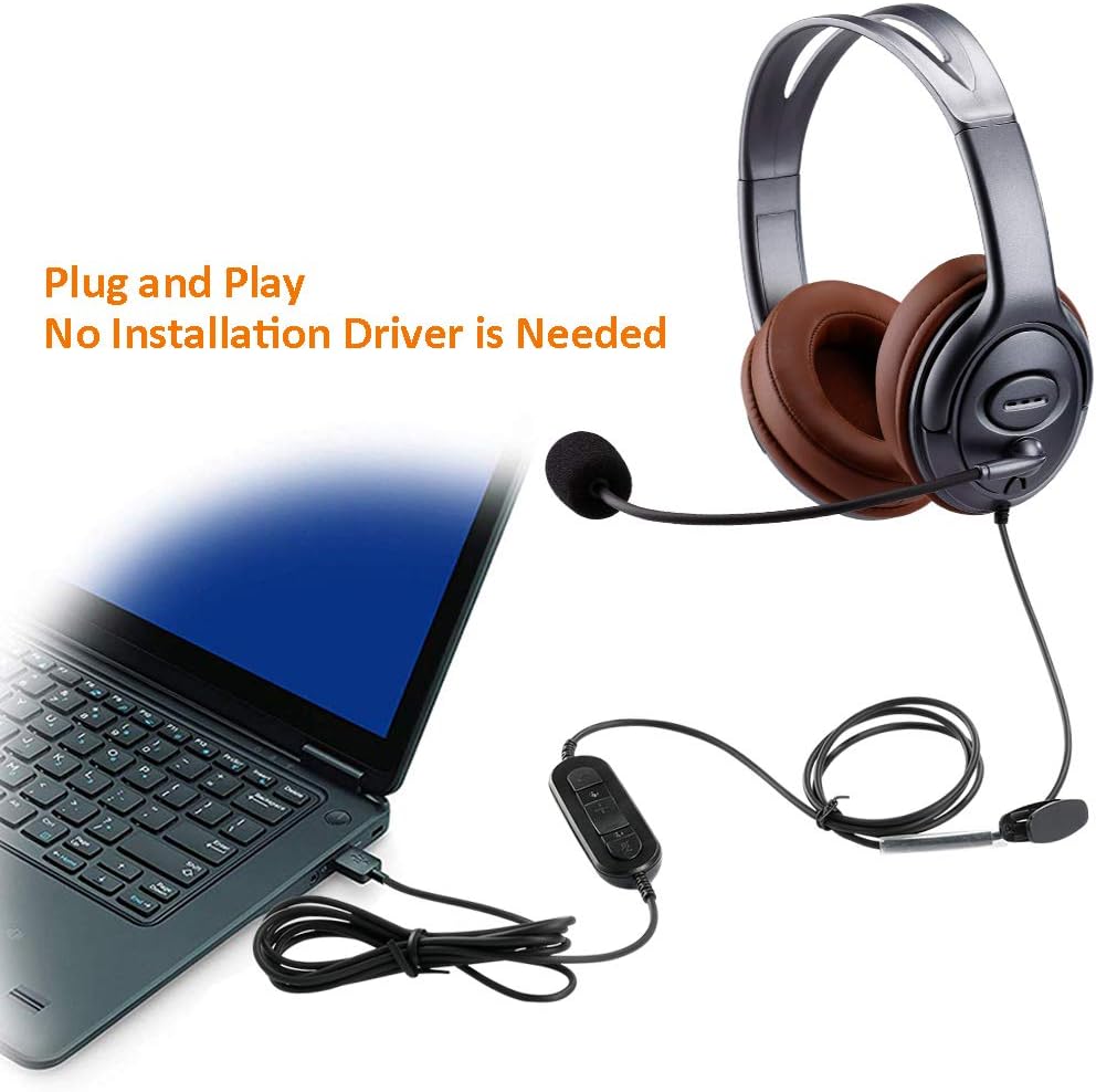 USB Headset with Microphone Noise Cancelling and Volume Controls Y632386
