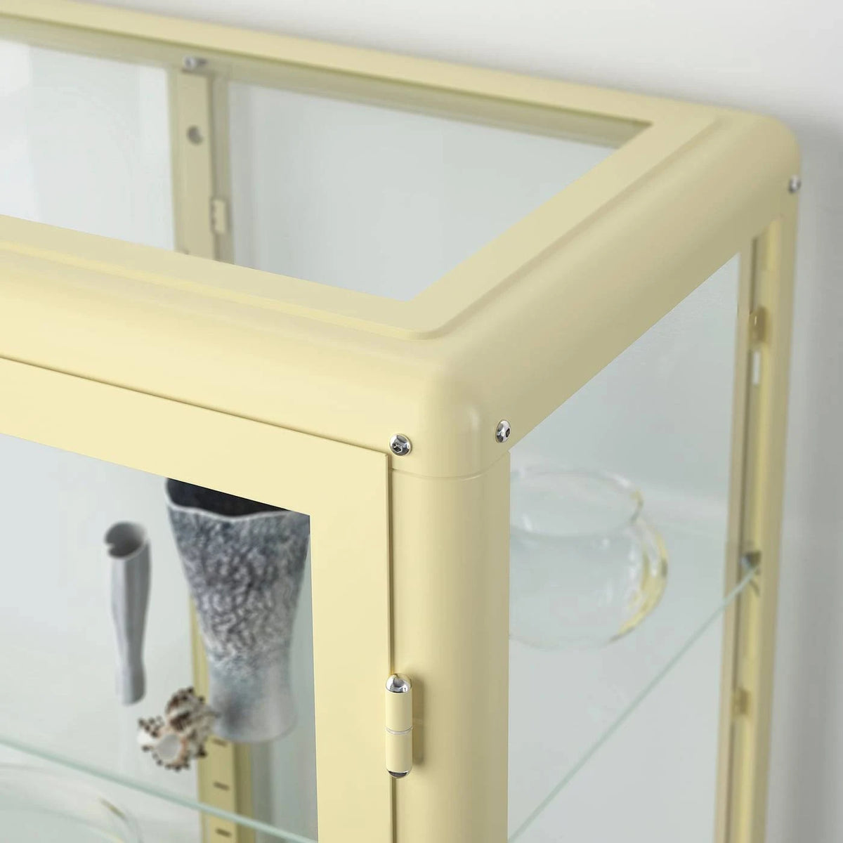 Light Yellow Glass-Door Cabinet C3239