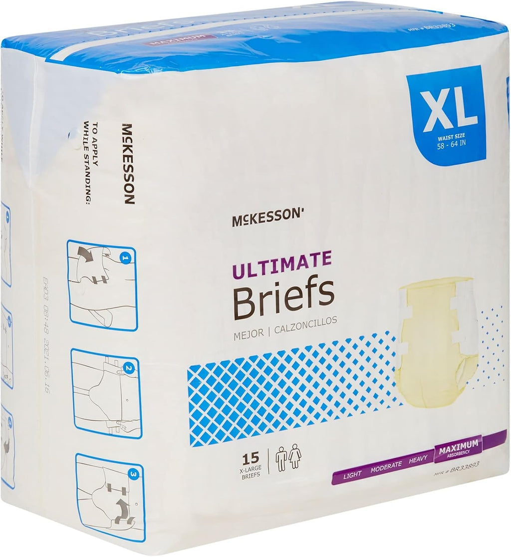 XL Maximum Absorbency Incontinence Briefs, 60 Total E408505