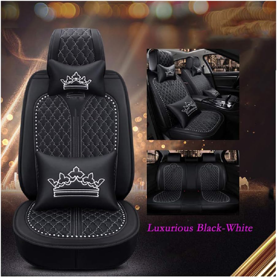 Luxury Black-Pink Car Seat Covers 5 Seats Full Set K351922