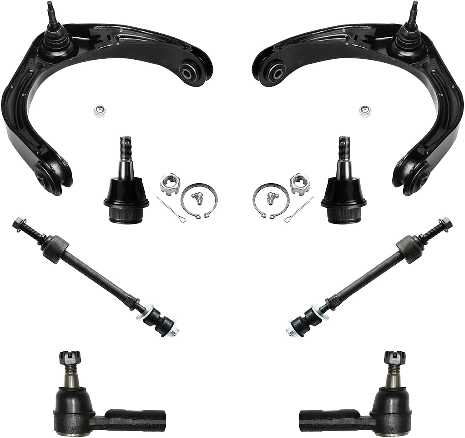 4x4 5 lug Front Upper Control Arm Lower Ball Joint Sway Bars Outer Tierod 8pc Set M883308