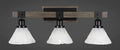 Matte Black Painted Distressed Wood 3 Light Bath Bar I468