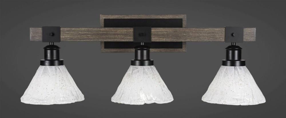 Matte Black Painted Distressed Wood 3 Light Bath Bar I468