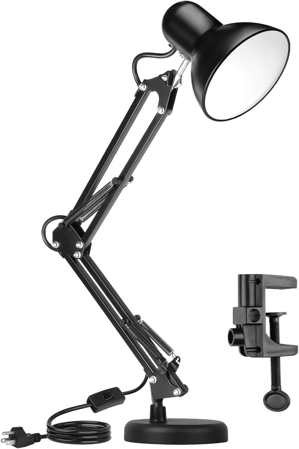 Black Metal Desk Lamp with Interchangeable Base or Clamp N209454