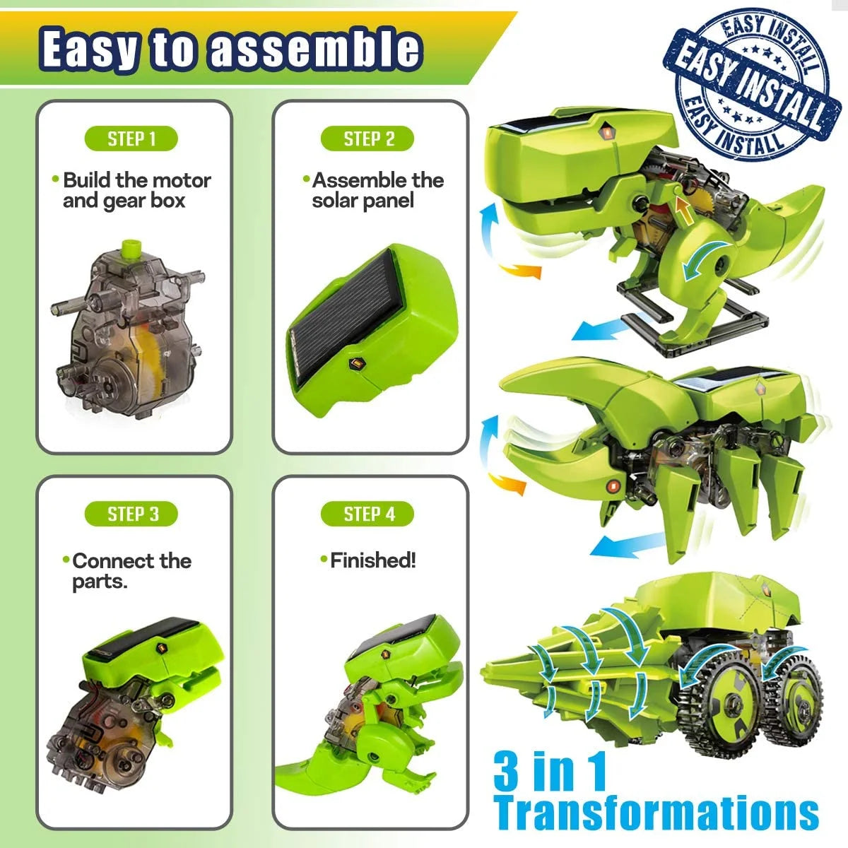 STEM Robot Building Science Kit 3 in 1 Solar Dinosaur Robot E496