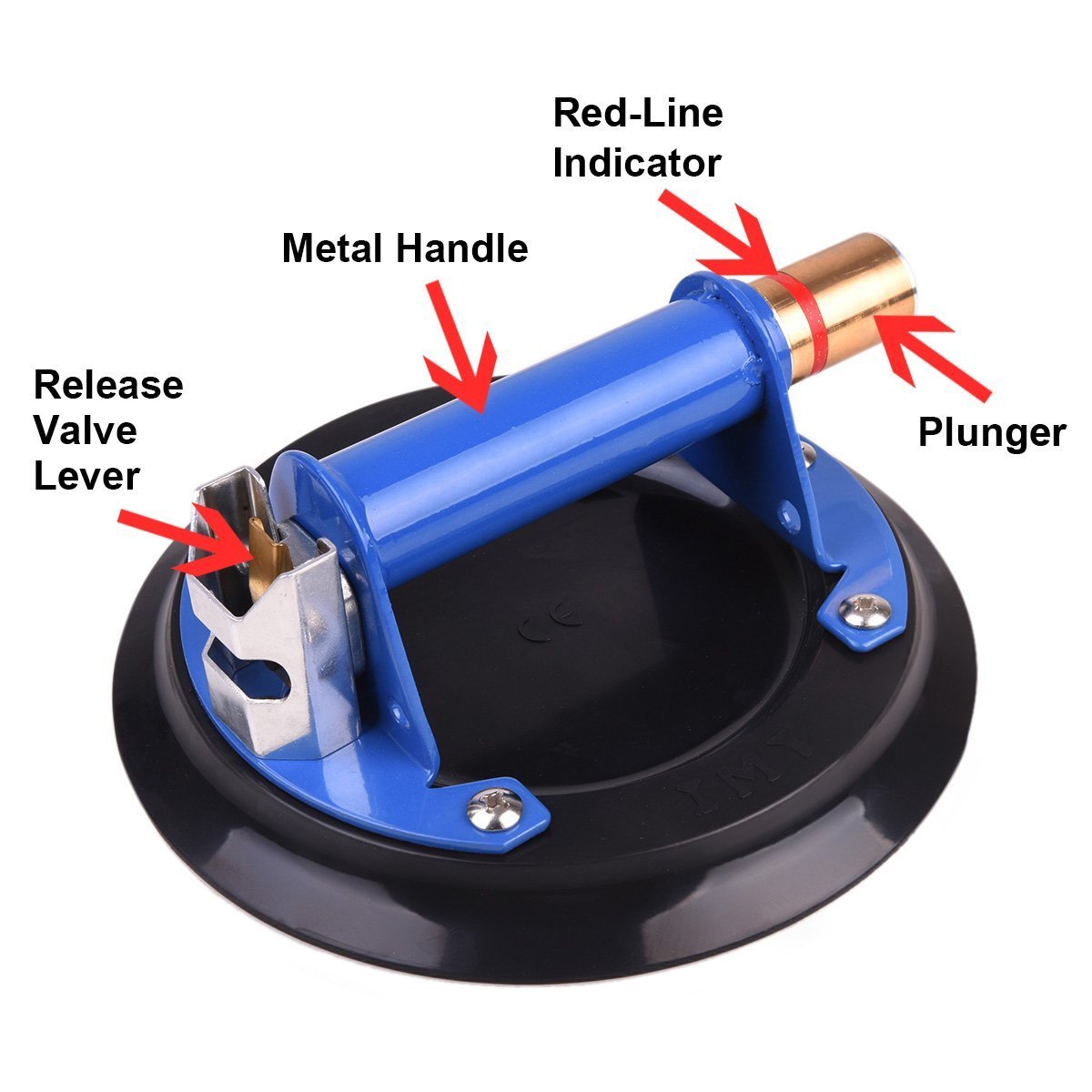 8 Glass Suction Cup Vacuum Glass Lifter with Metal Handle and Brass Pump Q361