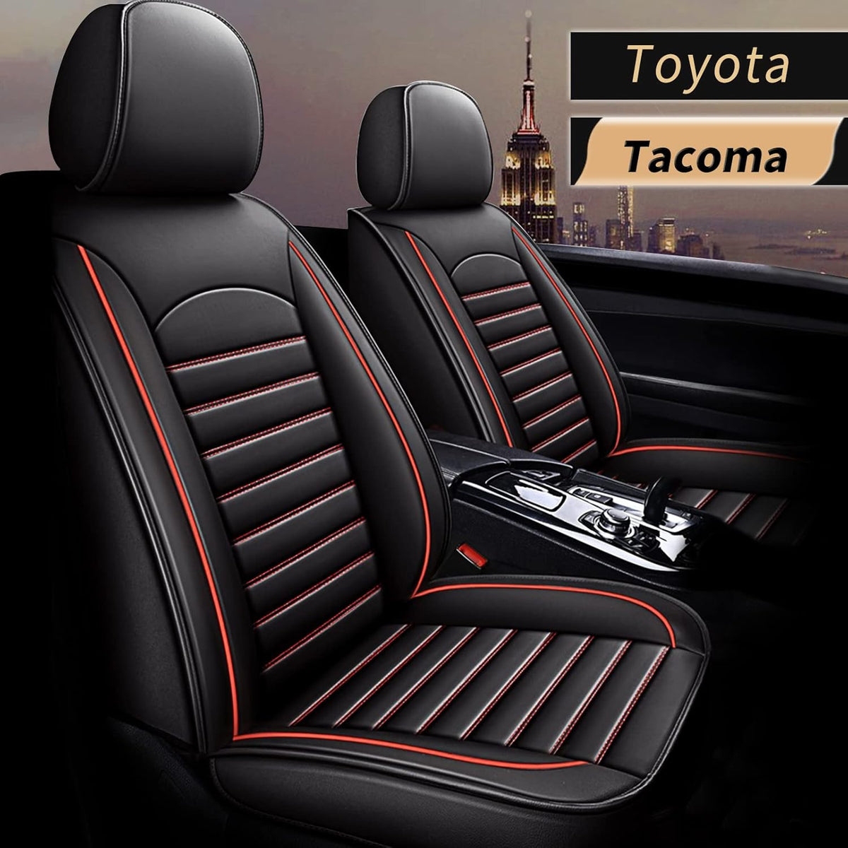 Black Faux Full Set of Car Seat Covers U6408
