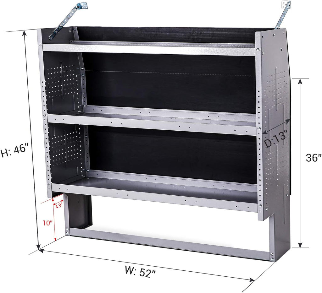 Steel Van Shelving Storage System, 52" W x 46" H x 13" D I4038