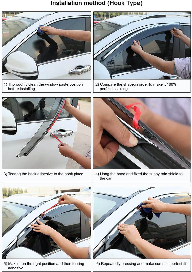 Car Window Visor Vent Shade Deflector Sun/Rain Guards X629610