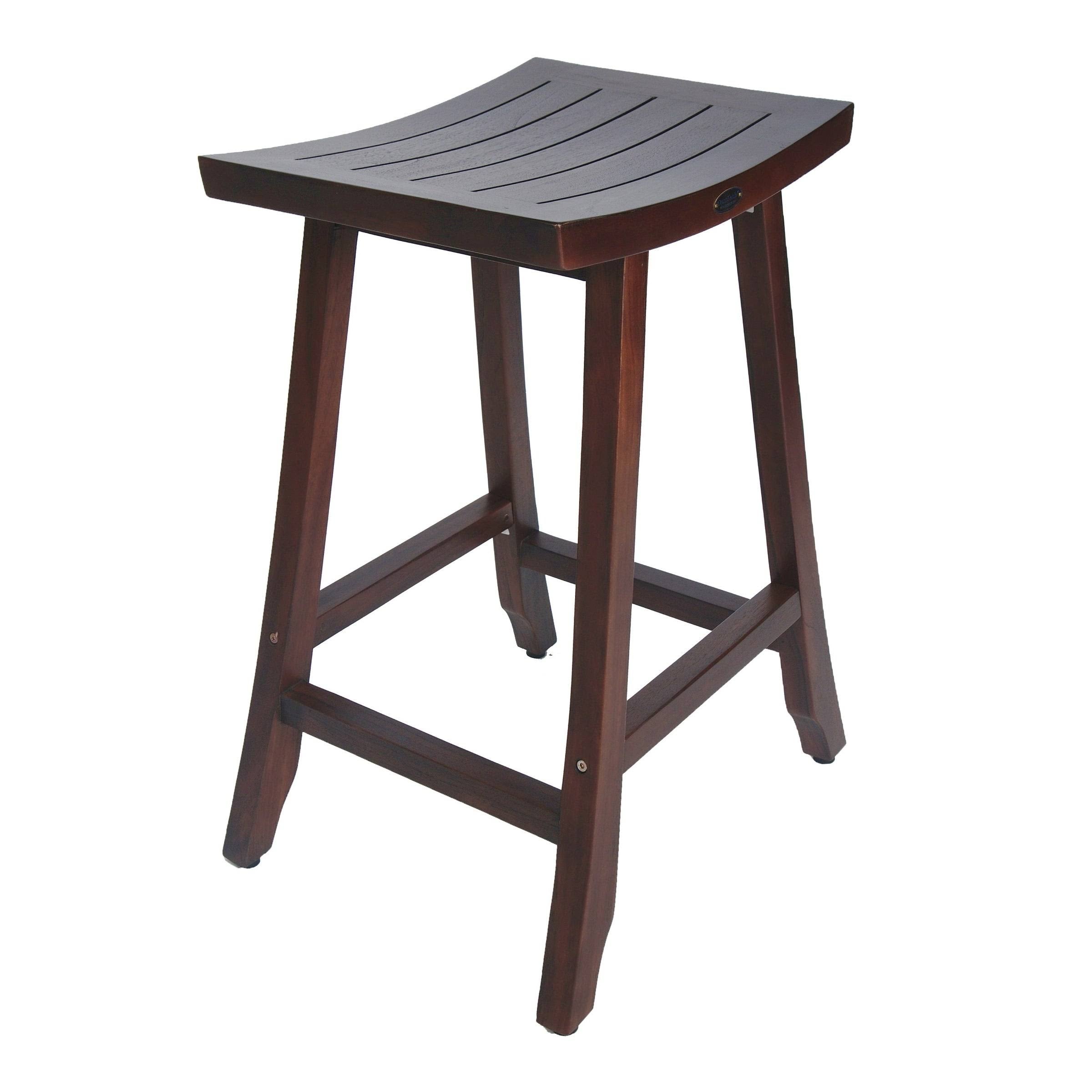 Solid Teak Kitchen Bar Stool in Woodland Brown Finish H666013