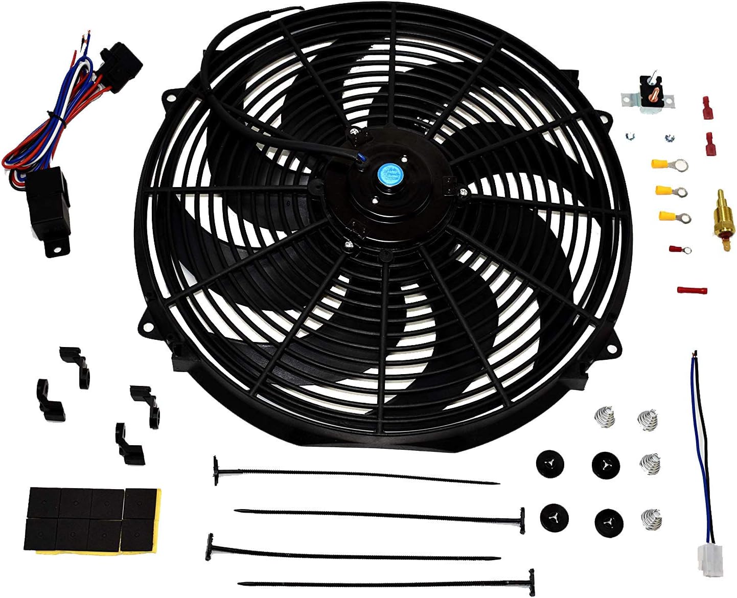 16inch 12V 3000 CFM Reversible Radiator Electric Cooling Fan with Mounting Kit Pack of 2 Q283