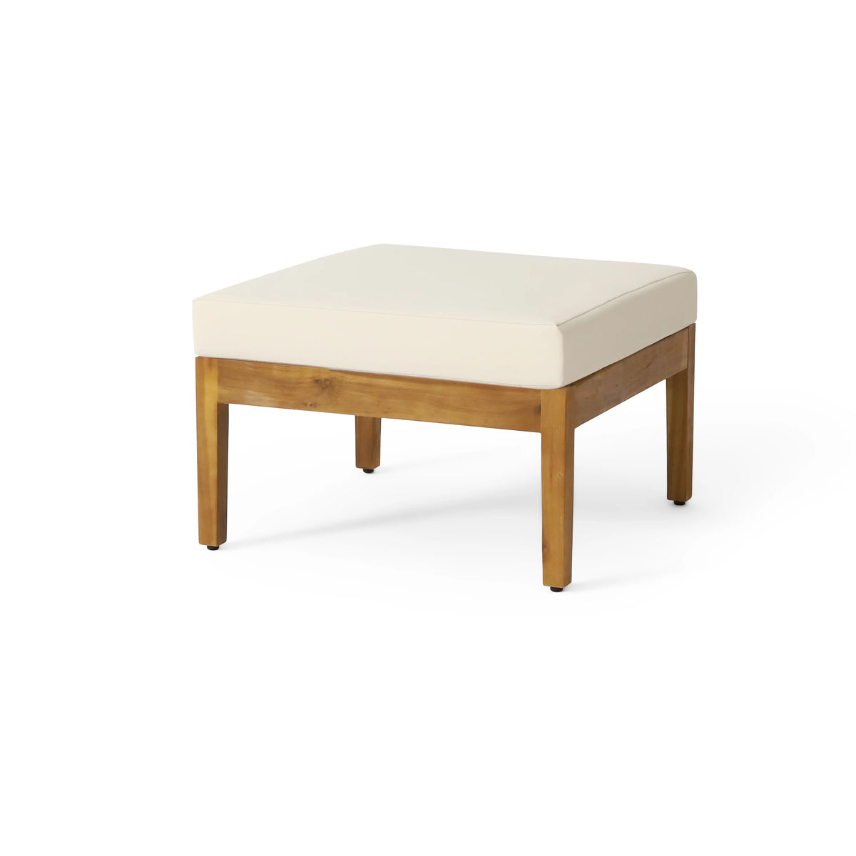 Beige Acacia Wood 3 Seater Sofa Chat Set with Ottoman P73857