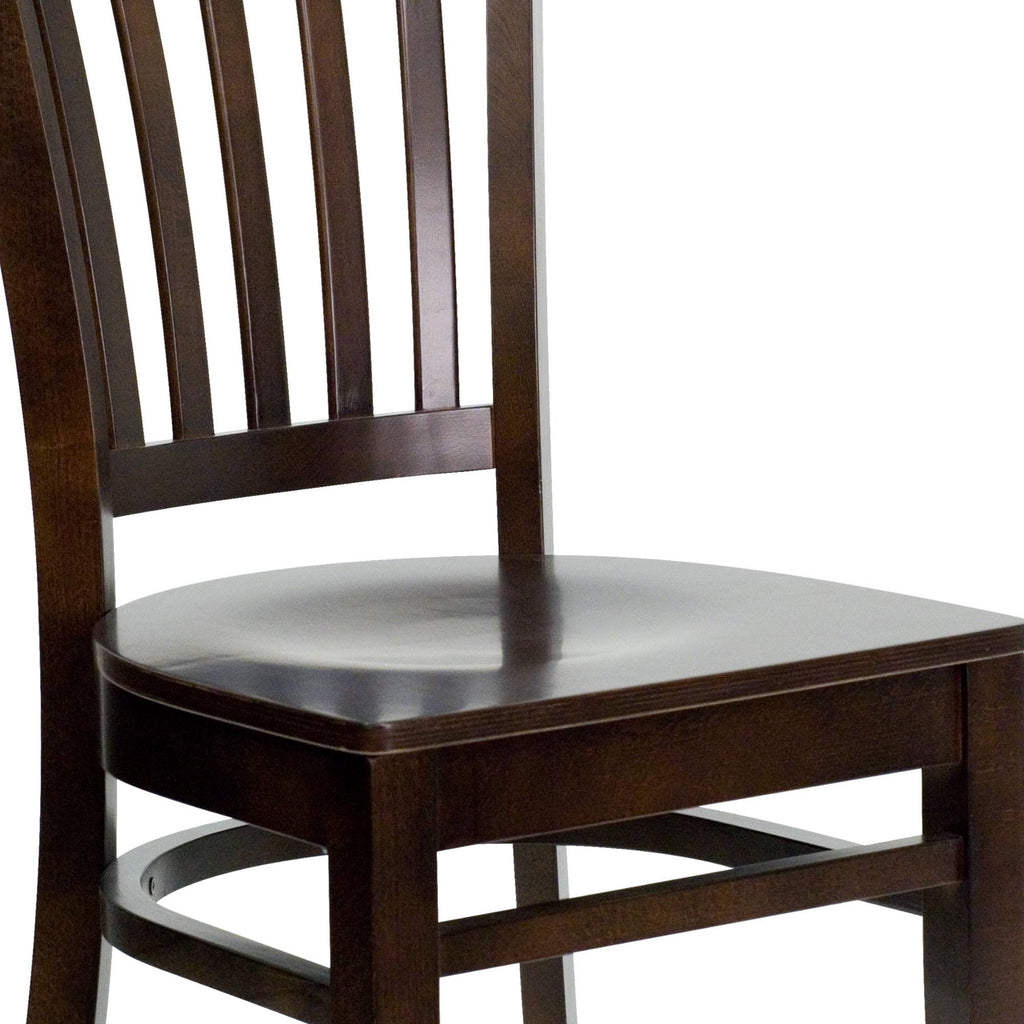 Vertical Slat Back Walnut Wood Restaurant Chair K91618
