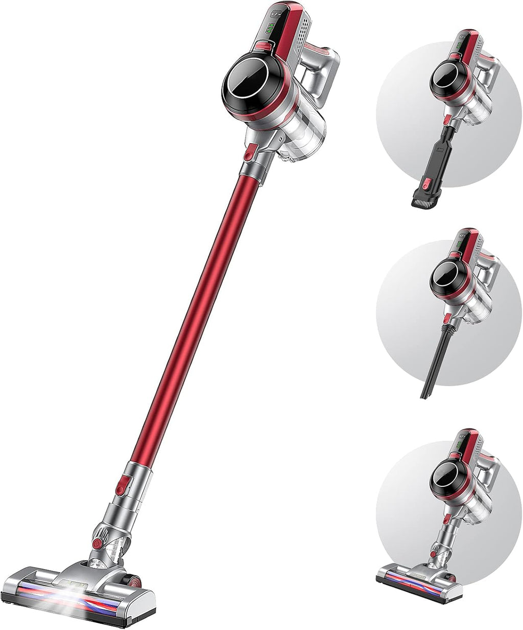 Wine Red Cordless Stick Vacuum Cleaner with Docking Station Q135646