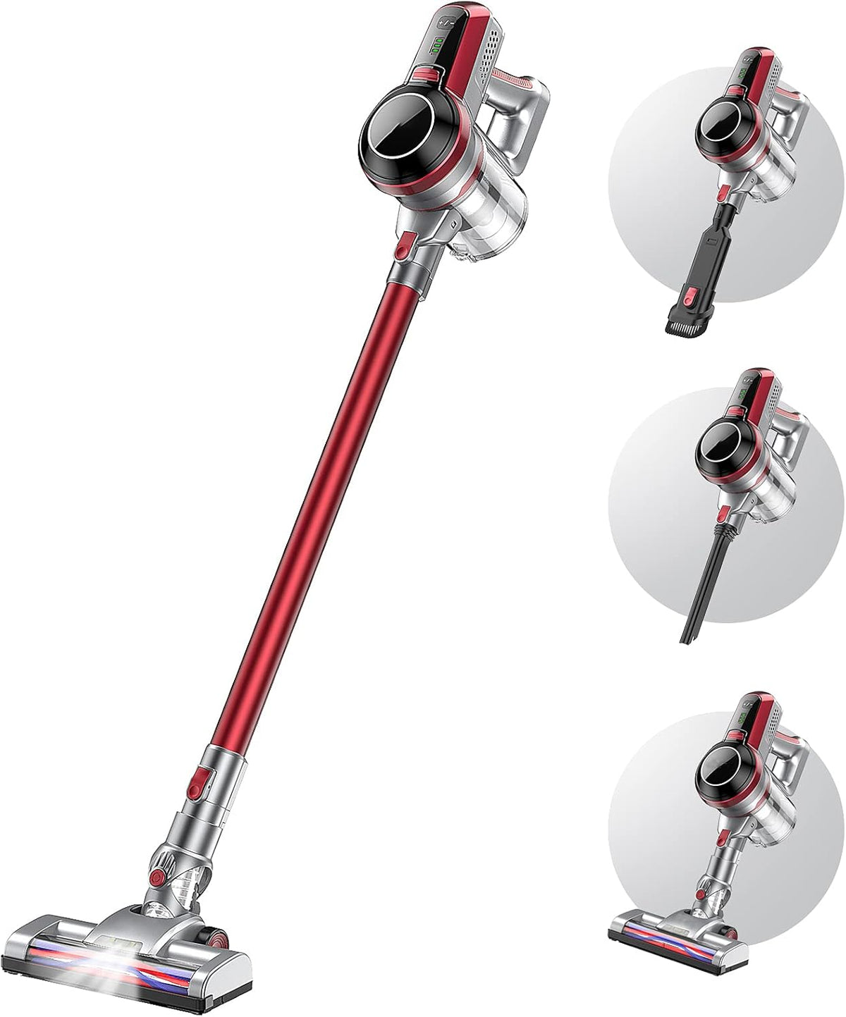 Wine Red Cordless Stick Vacuum Cleaner with Docking Station Q135646
