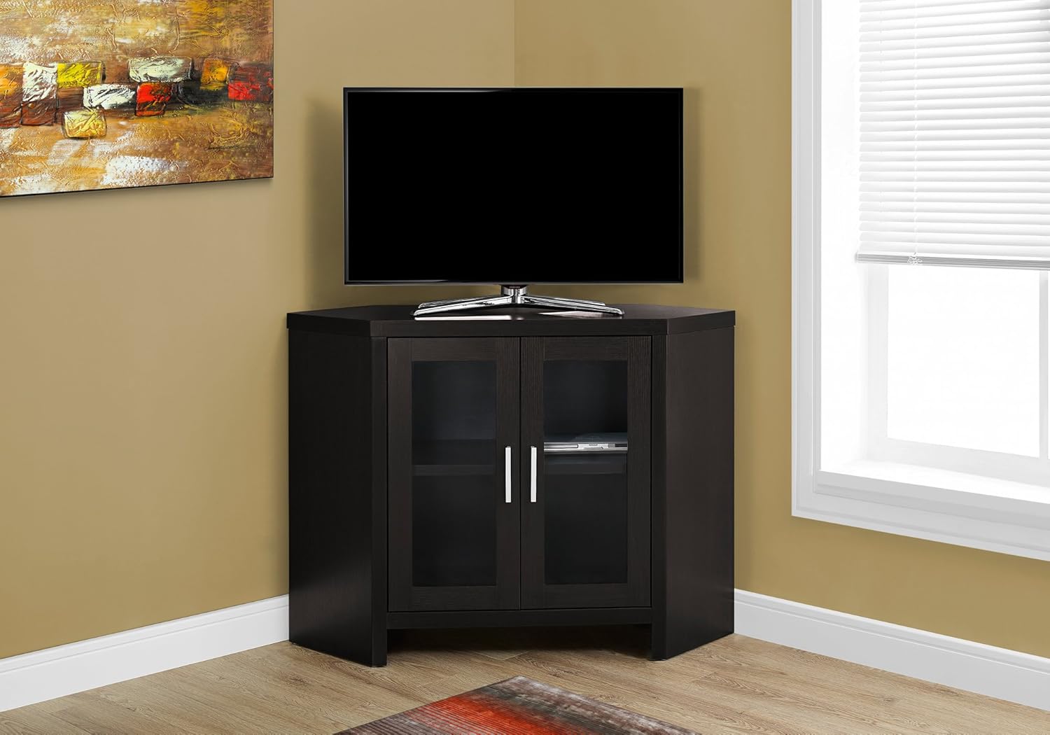 Cappuccino Corner TV Stand with Glass Doors R796