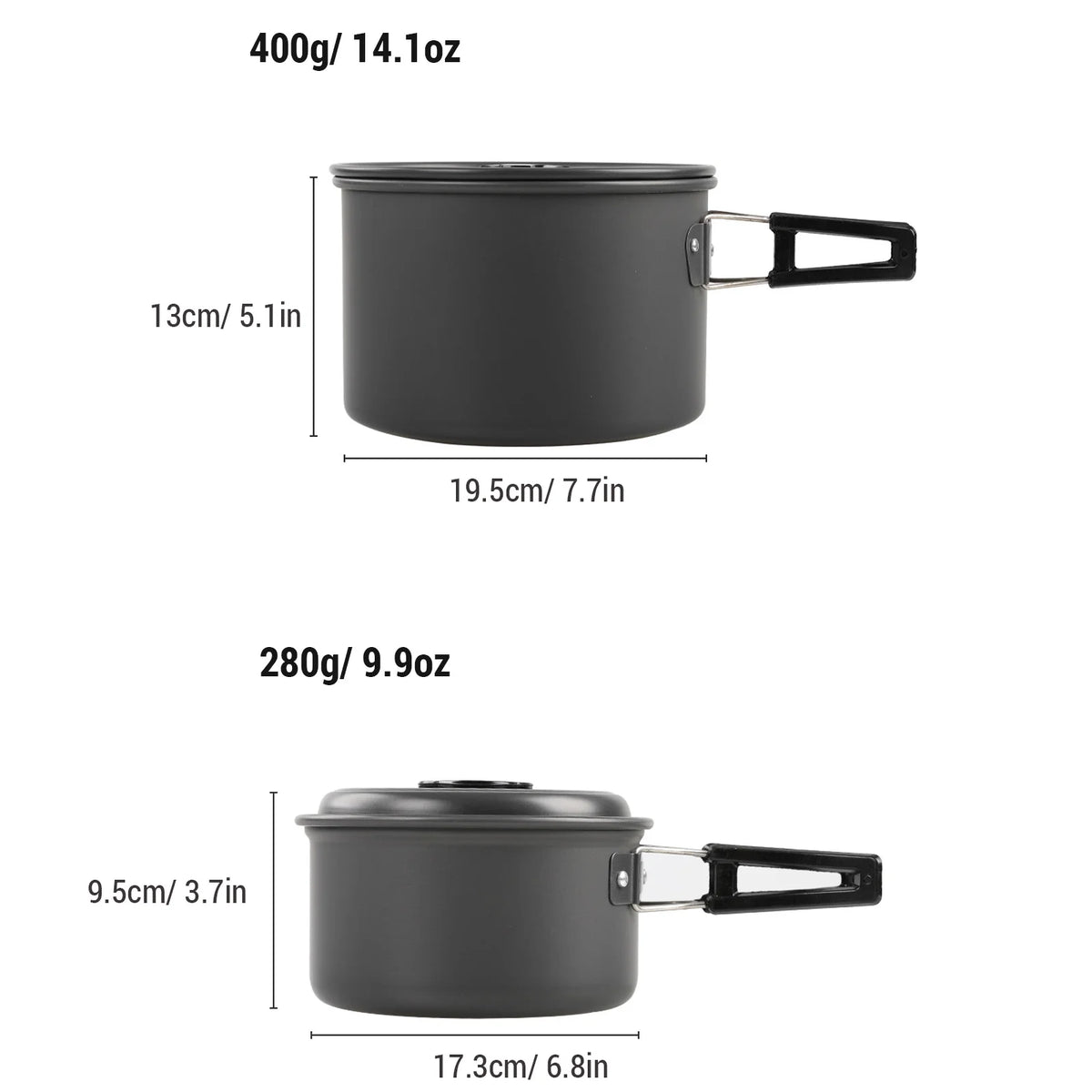 Non-Stick Camping Cookware Mess Kit with Pot, Pan, and Kettle F702393