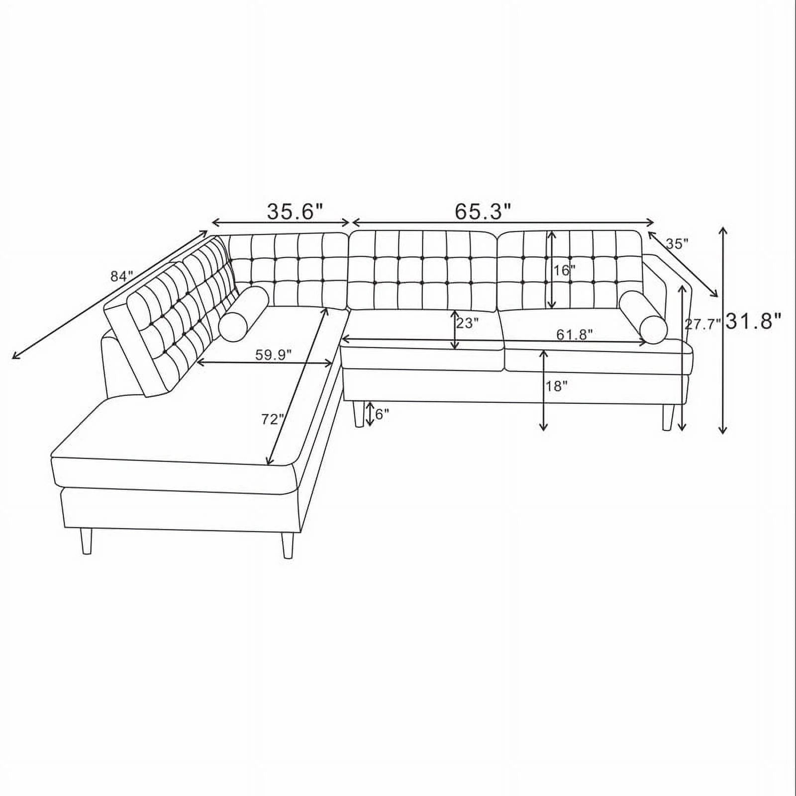 Green Velvet Right-Facing Upholstered Sectional O5008