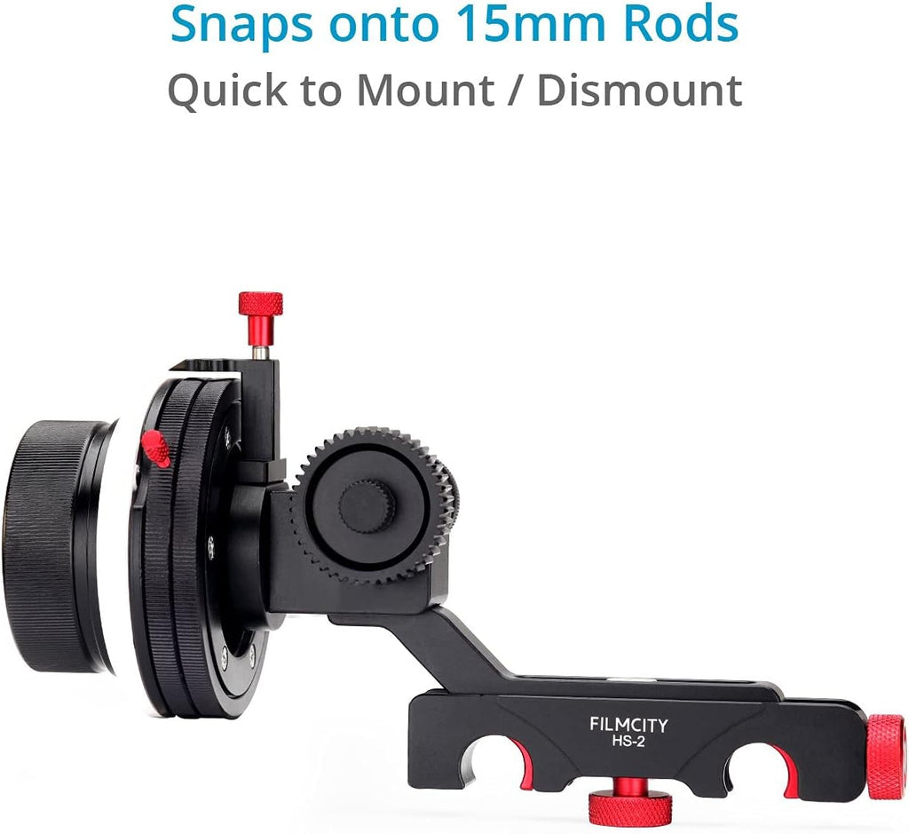 Follow Focus with A/B Hard Stops, Flexible Gear Belt & Speed Crank for 15mm Rod Support C854