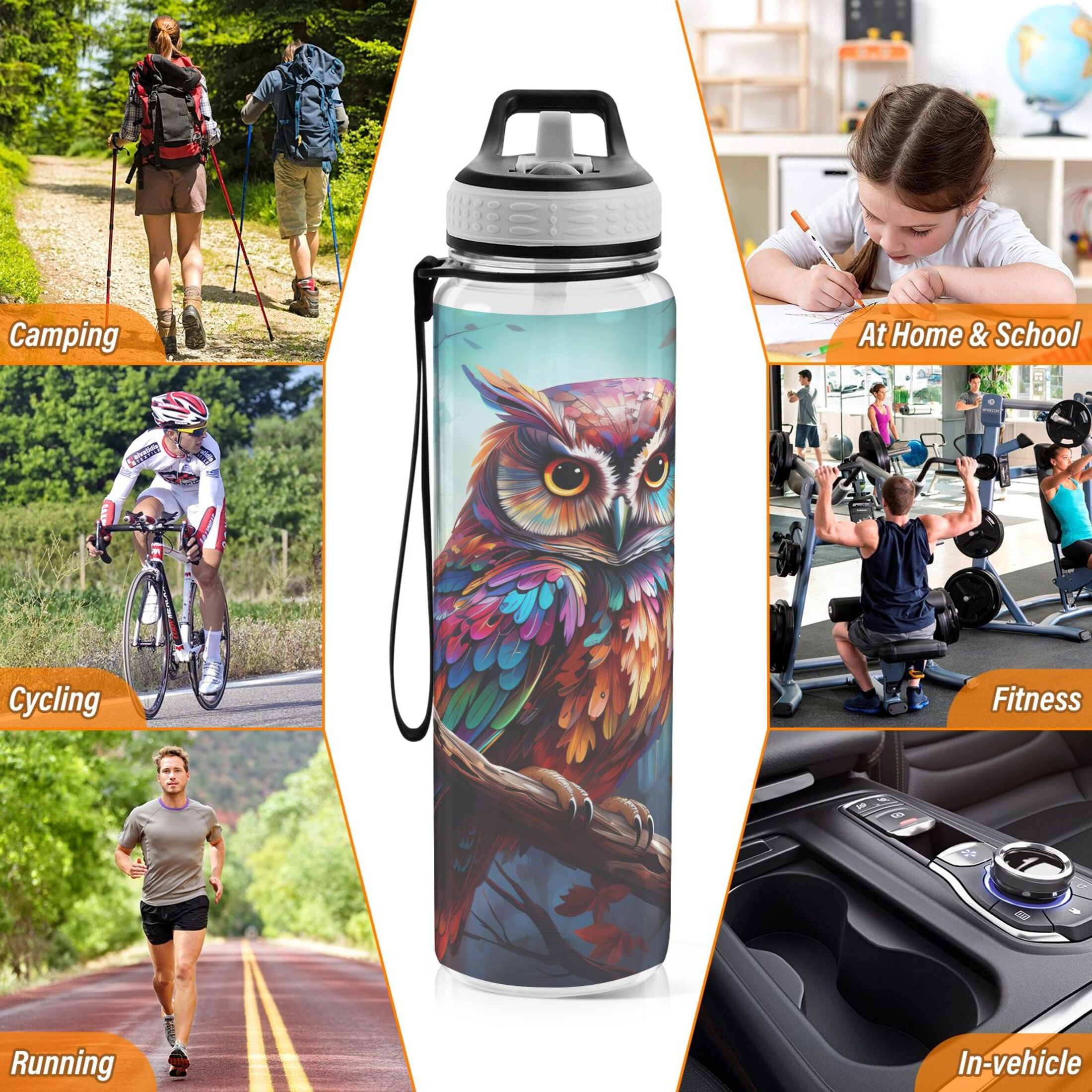 32oz Tritan Leakproof Clear Sports Water Bottle with Straw R67201