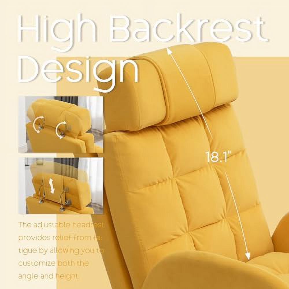 Yellow Velvet Accent Chair with Ottoman X97467