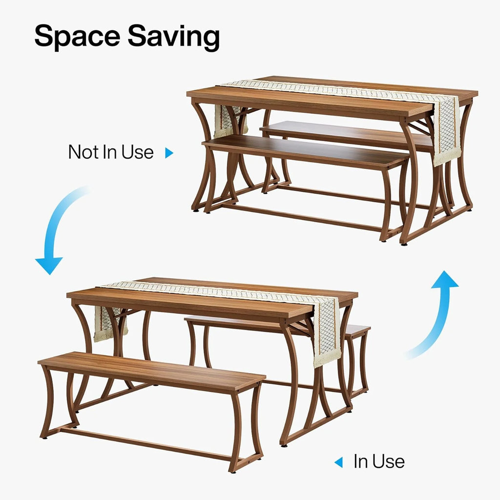 51-Inch Dining Table Set with 2 Benches & Table Runner Y9609