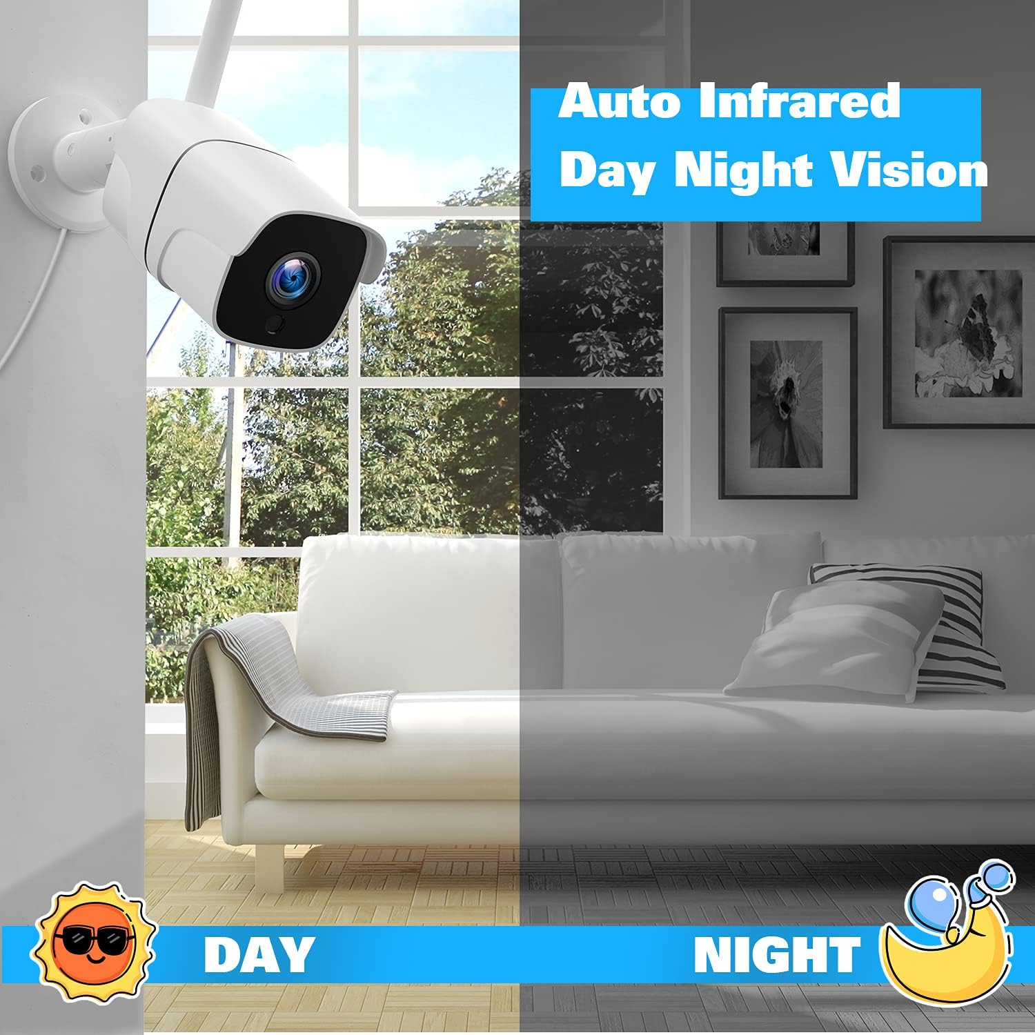 1080P Wireless Security Camera System with 3TB Hard Drive, 8 Channel, 4pcs Outdoor WiFi IP Cameras X1557