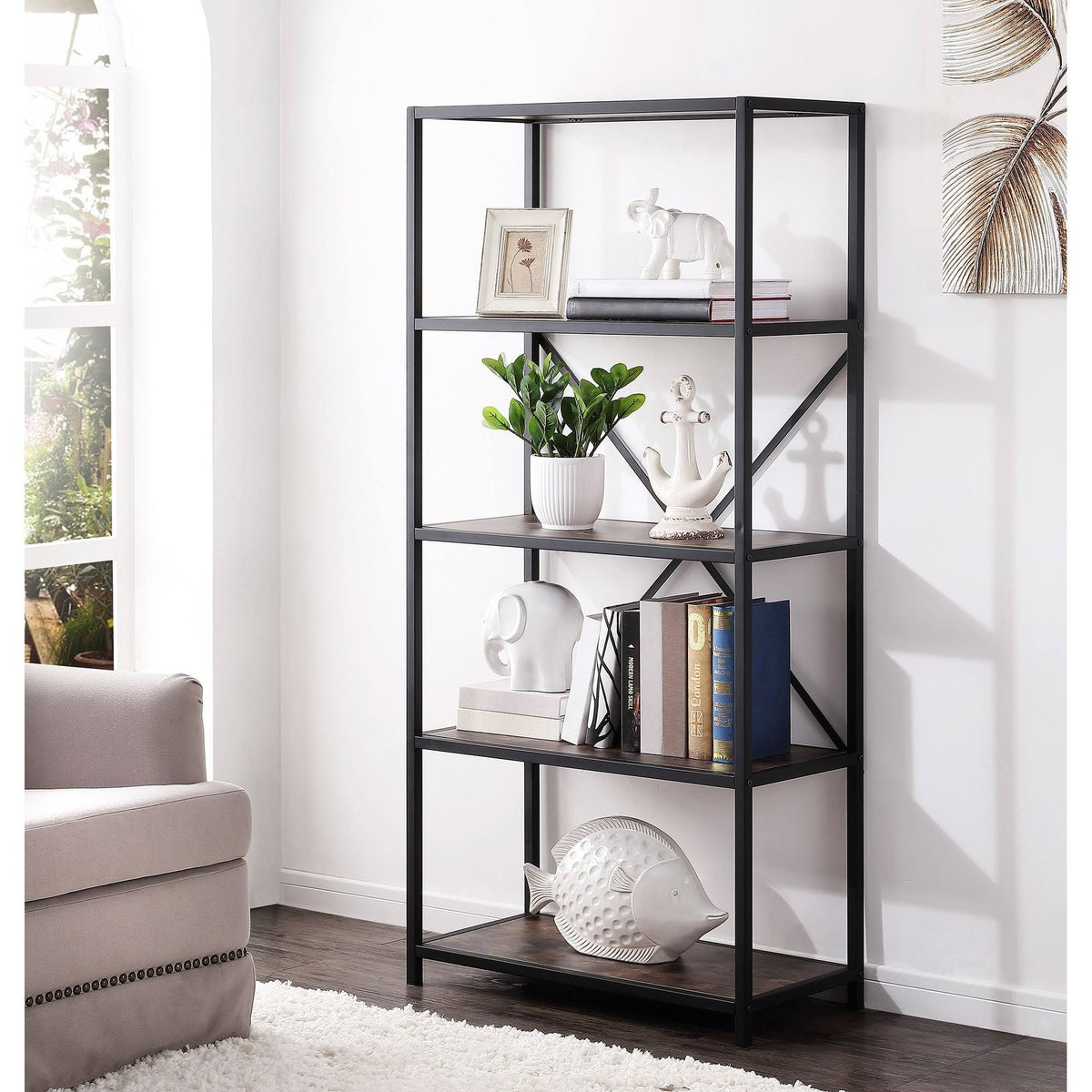 4-Tier Open Shelf Bookcase Brown D791