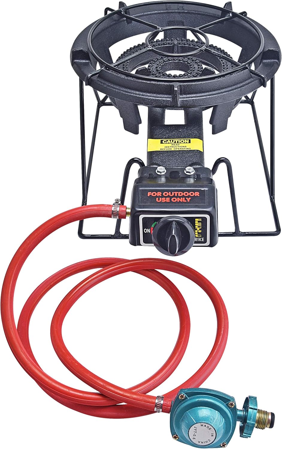 80000 BTU Heavy Duty Cast Iron Camping Stove with Adjustable Regulator & Hose Z636