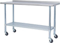 Stainless Steel Metal Work Table with Backsplash, 24 x 60 Inches Z644188