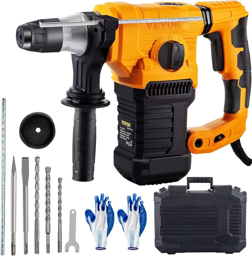 0.67" 9.5 Amp Corded Concrete Breaker, 1050W Jack Hammer with Flat and Point Chisel Bits & Case, Pack of 2 T23061