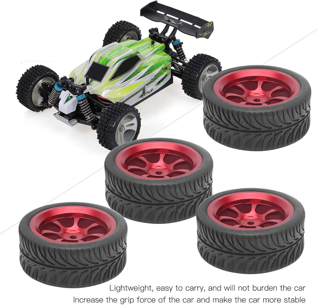 4Pcs Metal Wheel Rims Tires with Adapter for RC Car W4166