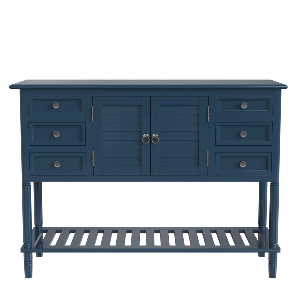 Green Console Table with 6 Drawer 1 Cabinet 1 Shelf T295
