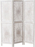 3 Panel Room Divider, Mango and MDF Wood, 71.75 Inches Tall Y22264