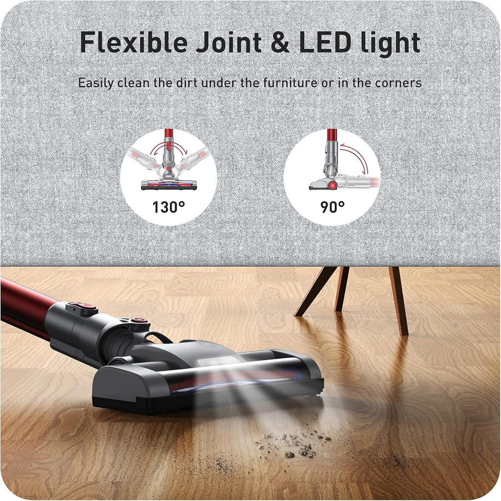 Wine Red Cordless Stick Vacuum Cleaner with Docking Station Q135646