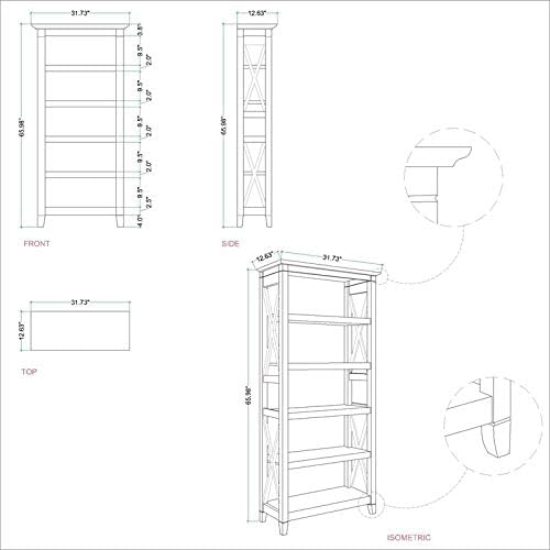Washed Gray 5 Shelf Bookcase J7791