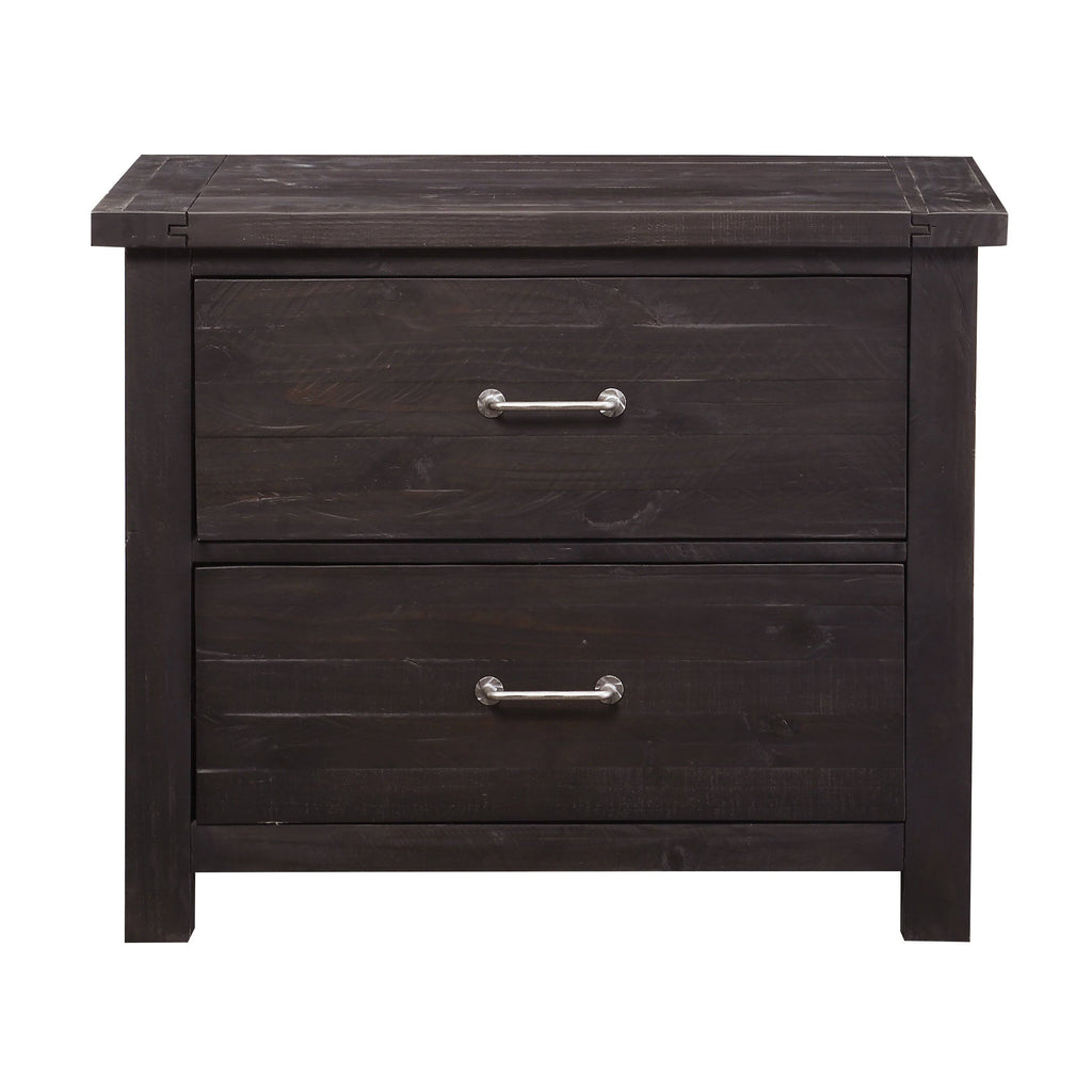 Cafe Brown Two Drawer Wooden File Cabinet with Metal Handle Pull U4317