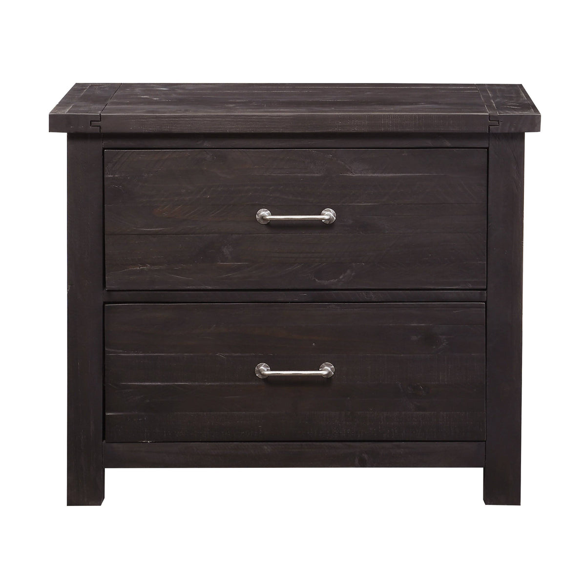Cafe Brown Two Drawer Wooden File Cabinet with Metal Handle Pull U4317