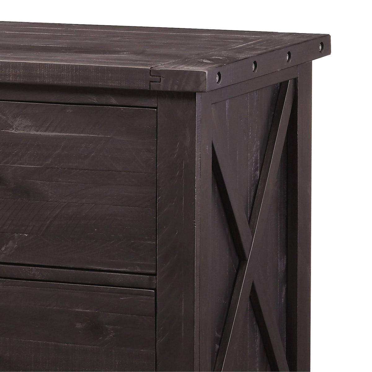 Cafe Brown Two Drawer Wooden File Cabinet with Metal Handle Pull U4317