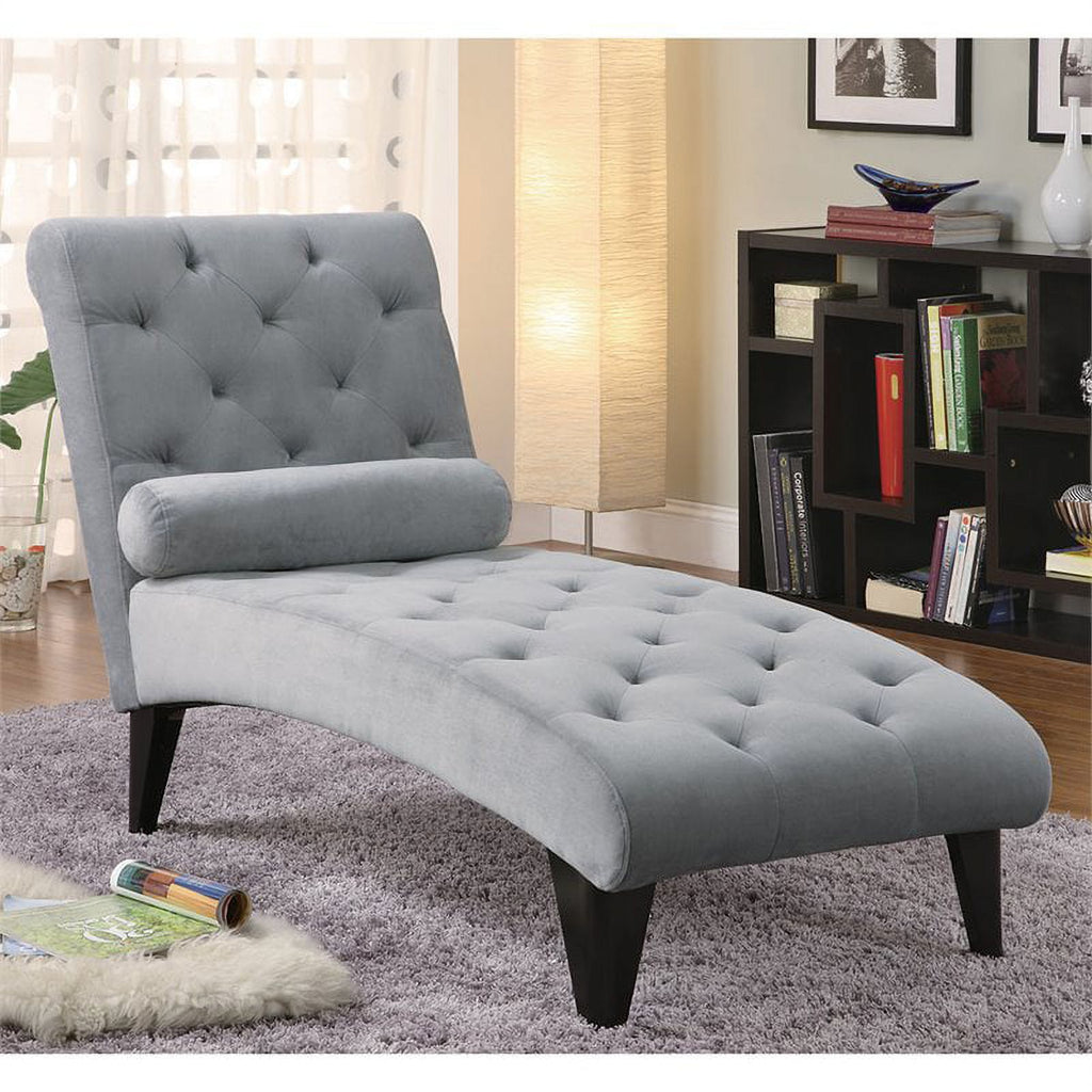 Tufted Chaise Lounge with Small Bolster Pillow H5515