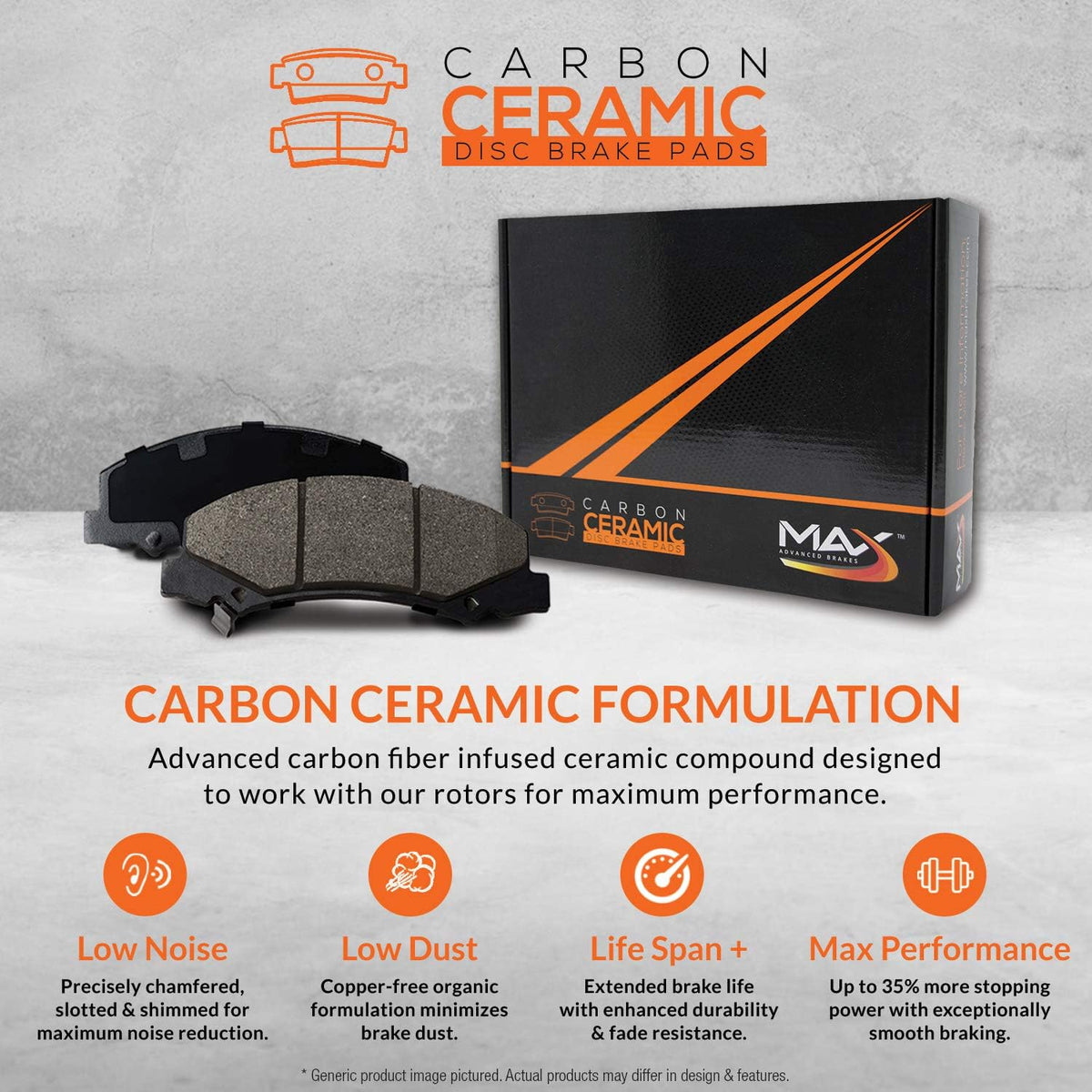 Max Brakes Premium OE Rotors with Carbon Ceramic Pads C86121
