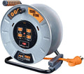 Heavy Duty Metal Cord Reel with 4 Outlets and 12 Gauge Cord (100ft) D947