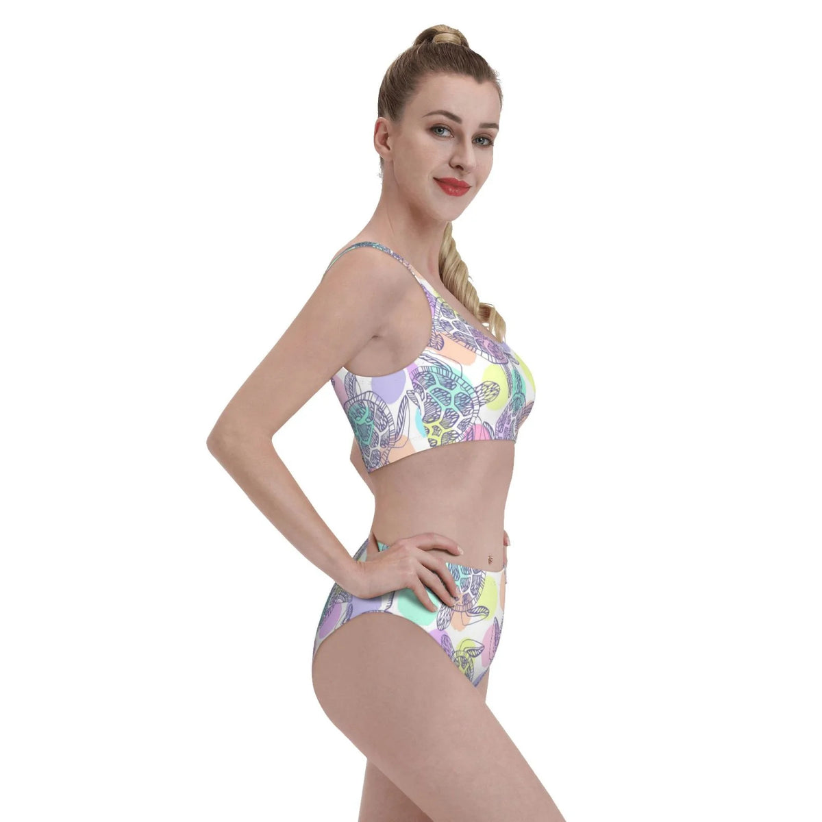Sea Turtles Women'S Two Piece Bikini Swimsuit High Waisted B2766