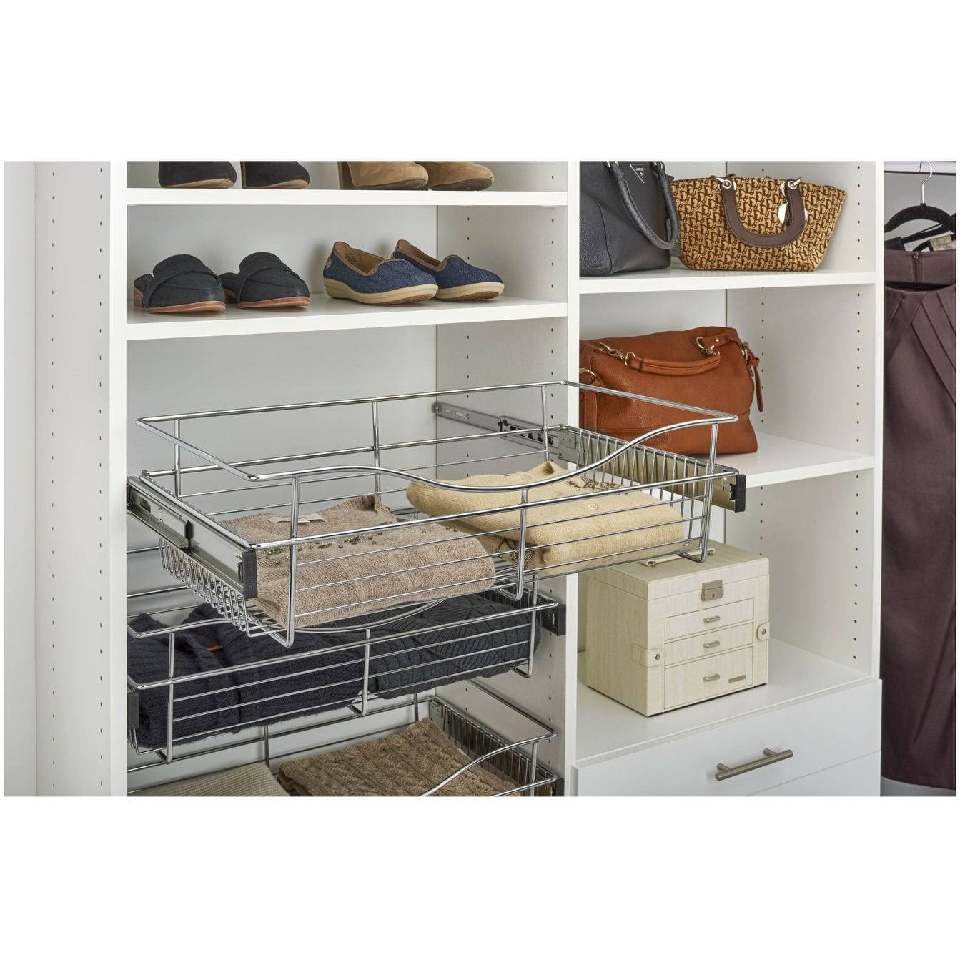 Satin Nickel Closet Pull-Out Basket Y21298