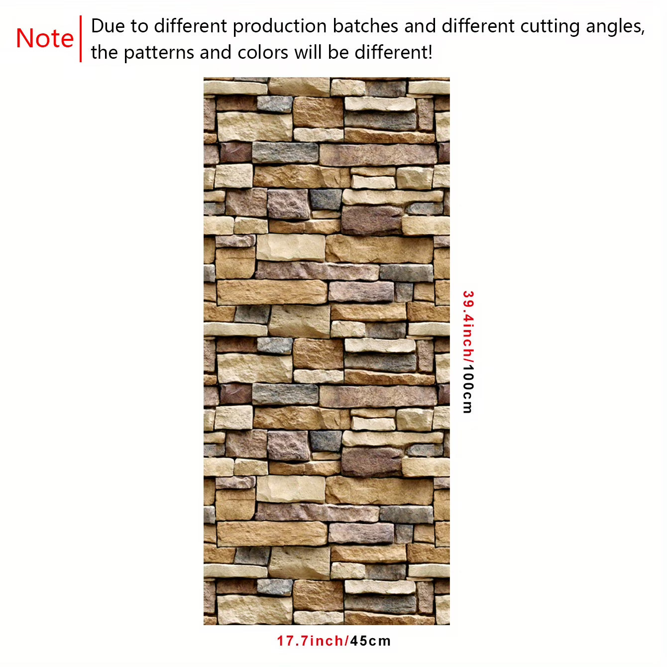 Vintage Brown Stone Brick Wallpaper 39.4inchX17.7inch C351349
